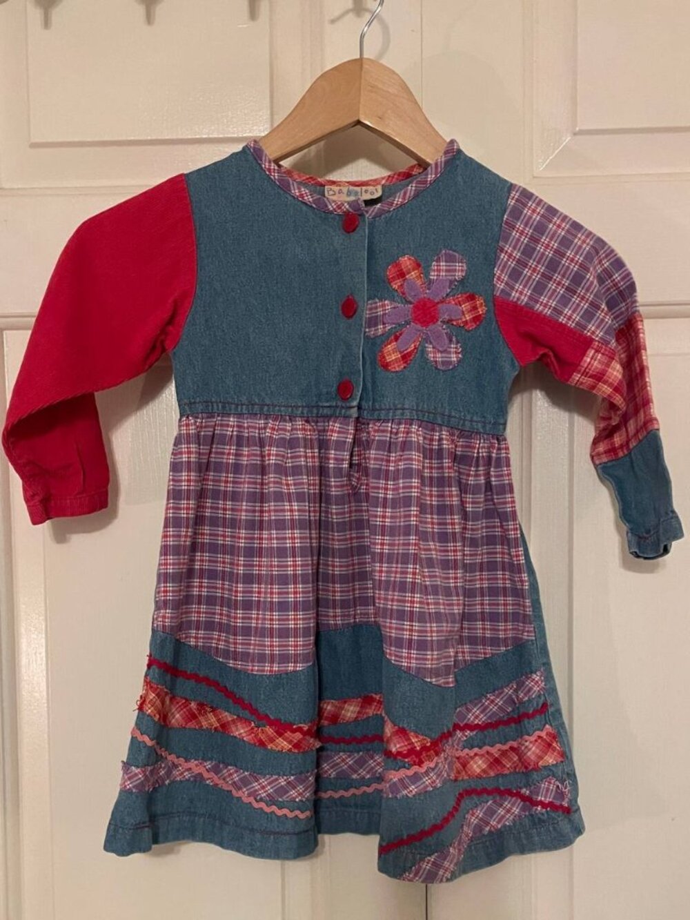 Babalooi Girls 3T Patchwork Plaid Denim Dress | Kidcore Vintage Charm